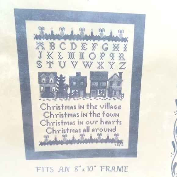 Christmas Village Sampler Cross Stitch Kit Vintage - Picture 2 of 4